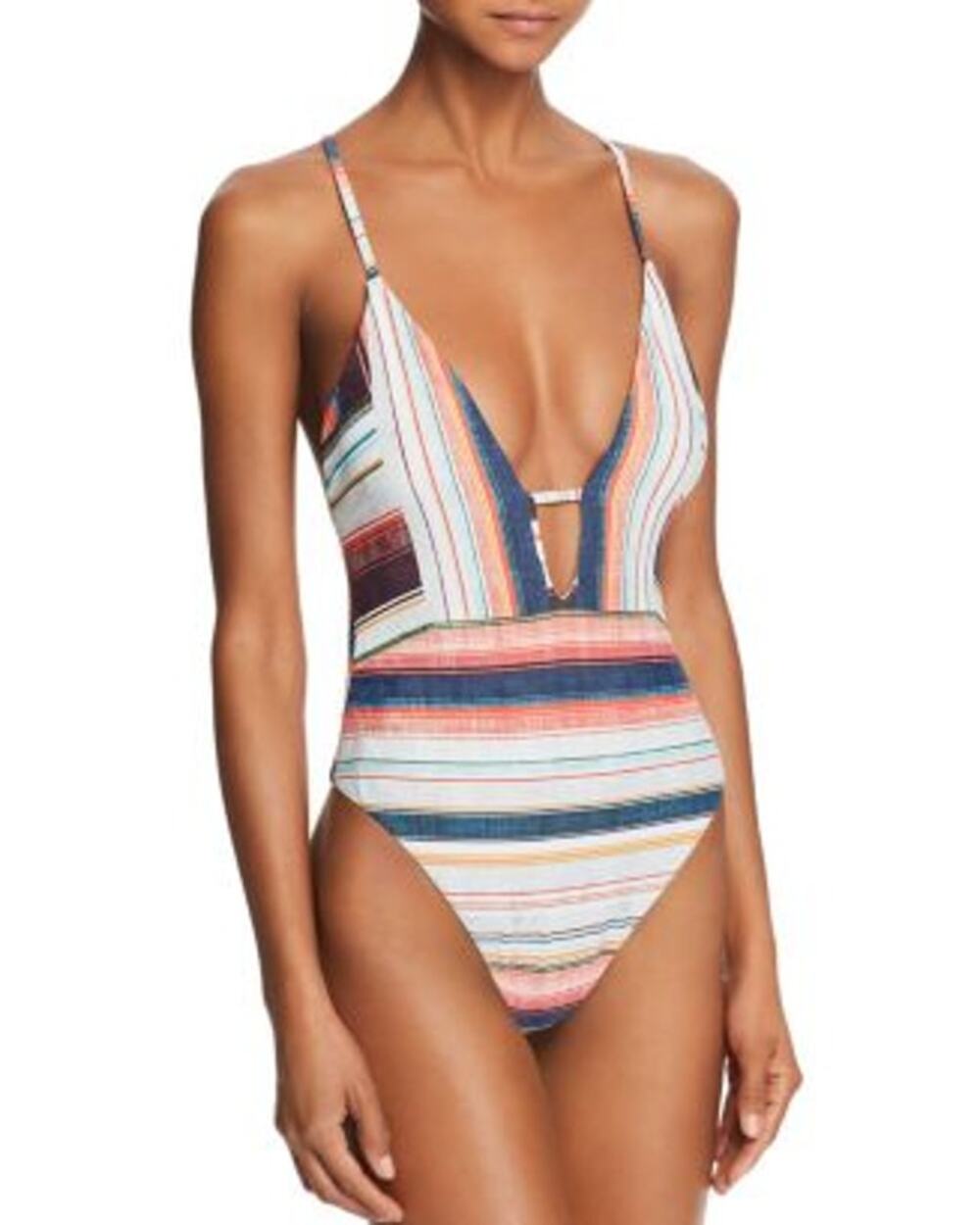 Lucky Brand Sonora Serape One Piece Swimsuit Women S Plunge Crossback New